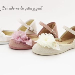Merceditas lino escotadas niña adorno quita y pon