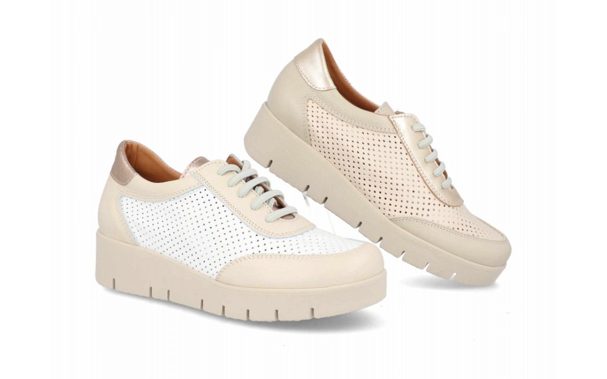 Deportiva de piel para mujer modelo 125 con picados láser y suela amortiguada - Imagen 2