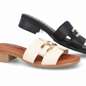 Sandalia de piel para mujer modelo 13065 con tiras finas y cuña ligera