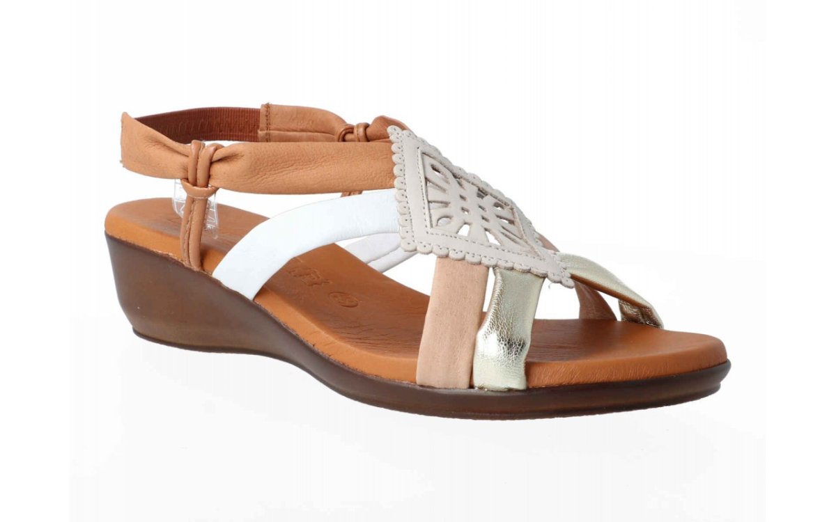 Sandalia de piel para mujer modelo 1319 tipo pala con tiras cruzadas y planta de gel - Imagen 3