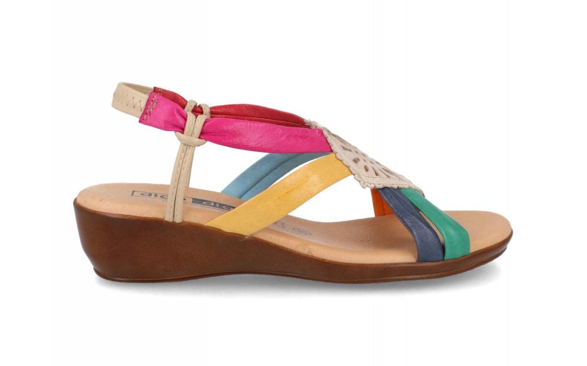 Sandalia de piel para mujer modelo 1319 tipo pala con tiras cruzadas y planta de gel - Imagen 4