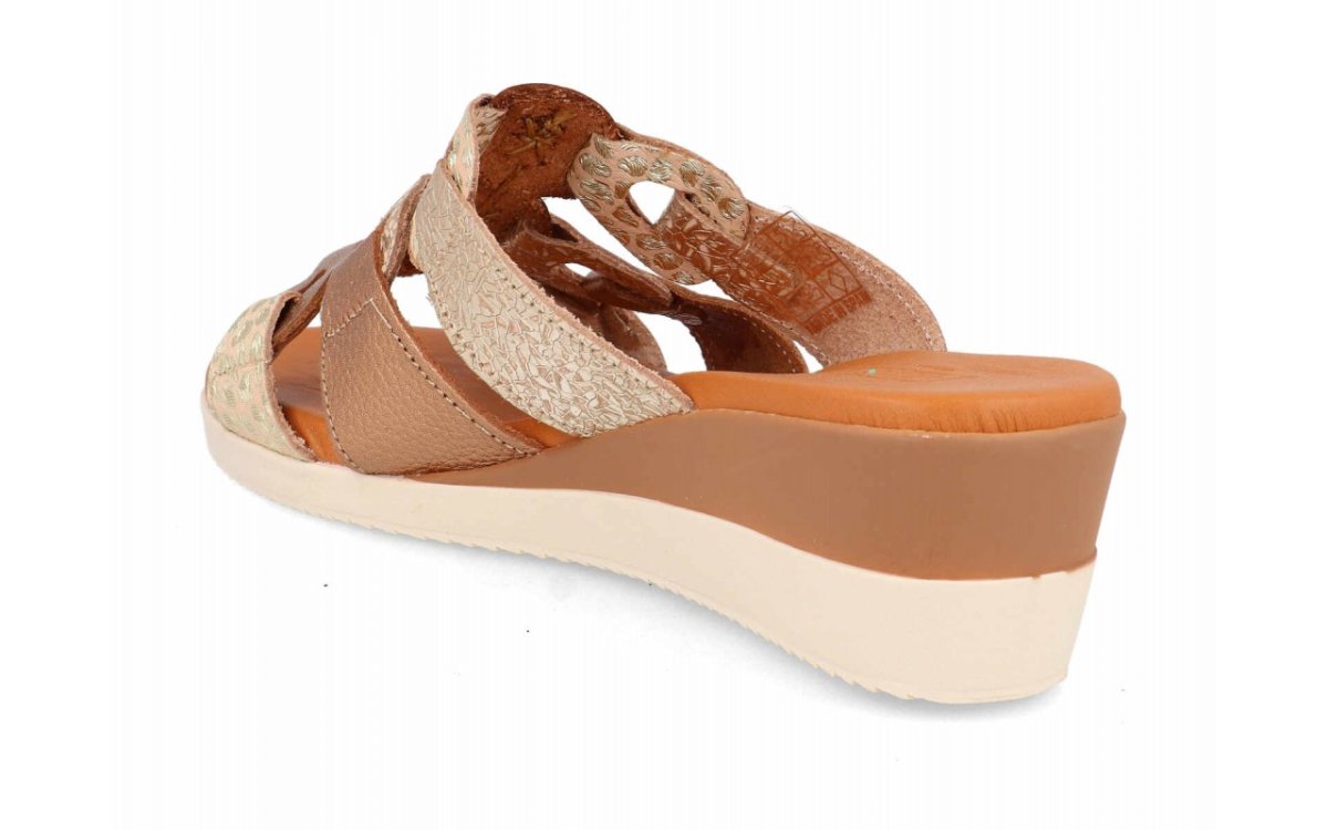 Sandalia de piel para mujer modelo 135 en Marrón/Beige tipo pala con diseño animal print - Imagen 5