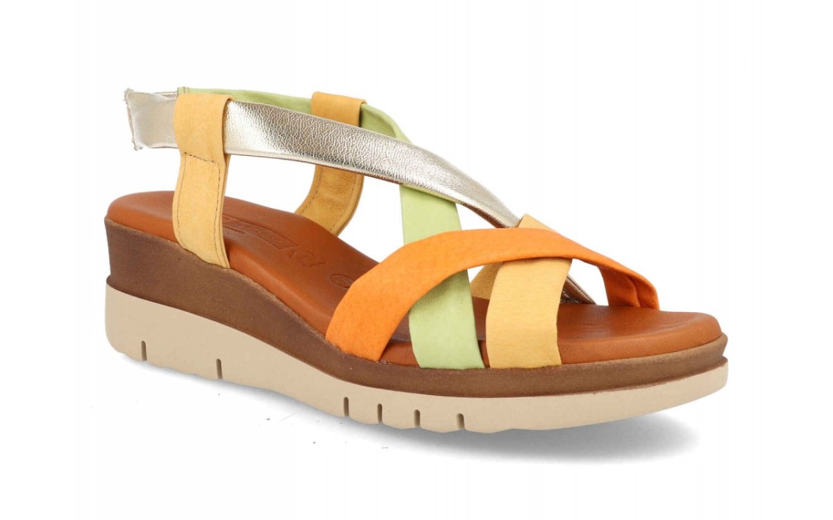 Sandalia de piel para mujer modelo 13744 con diseño de tiras cruzadas y suela bio - Imagen 3