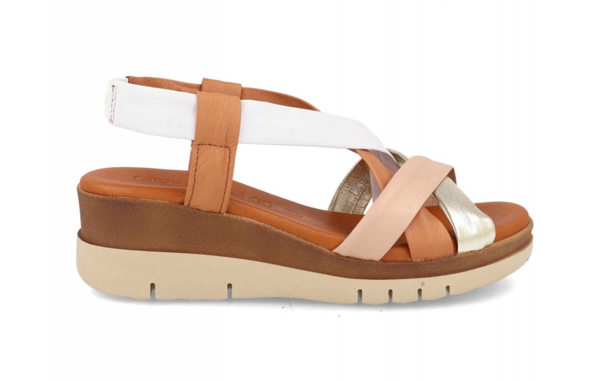 Sandalia de piel para mujer modelo 13744 con diseño de tiras cruzadas y suela bio - Imagen 4