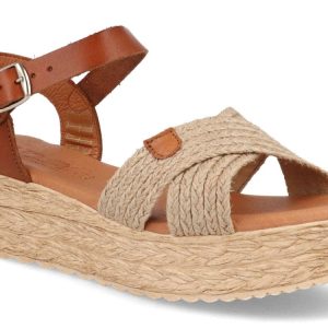 Sandalia de plataforma con tiras de rafia para mujer modelo 226