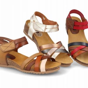 Sandalia de cuña baja con tiras cruzadas para mujer modelo 2776