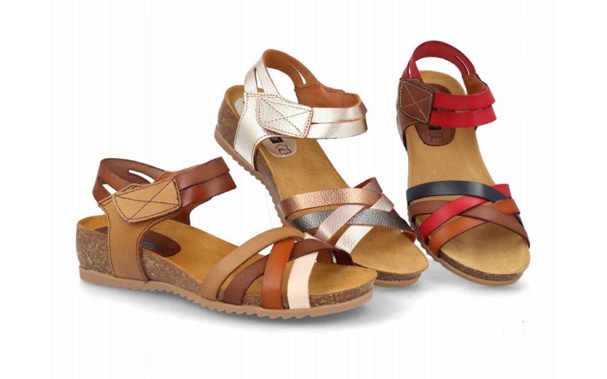 Sandalia de cuña baja con tiras cruzadas para mujer modelo 2776