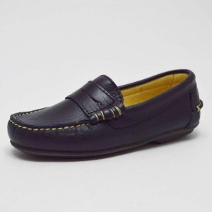 Mocasín antifaz pespuntes beige niño