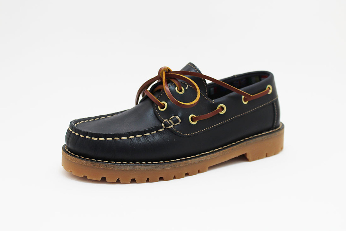 Náutico suela gruesa azul marino cordones marrones niño niña - Imagen 3