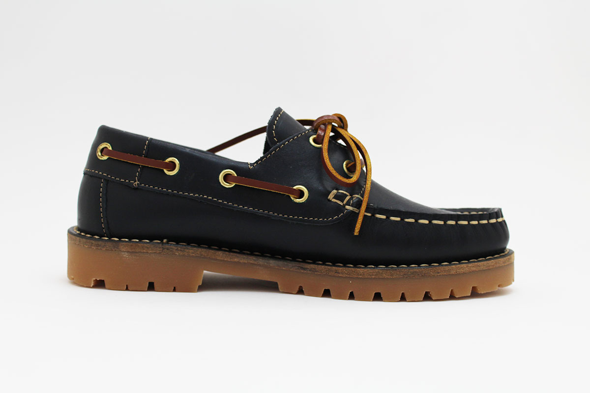 Náutico suela gruesa azul marino cordones marrones niño niña - Imagen 5