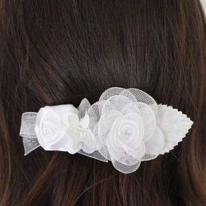 Pasador flores blanco niña
