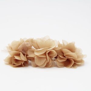 Pasador clip flores camel/dorado niña