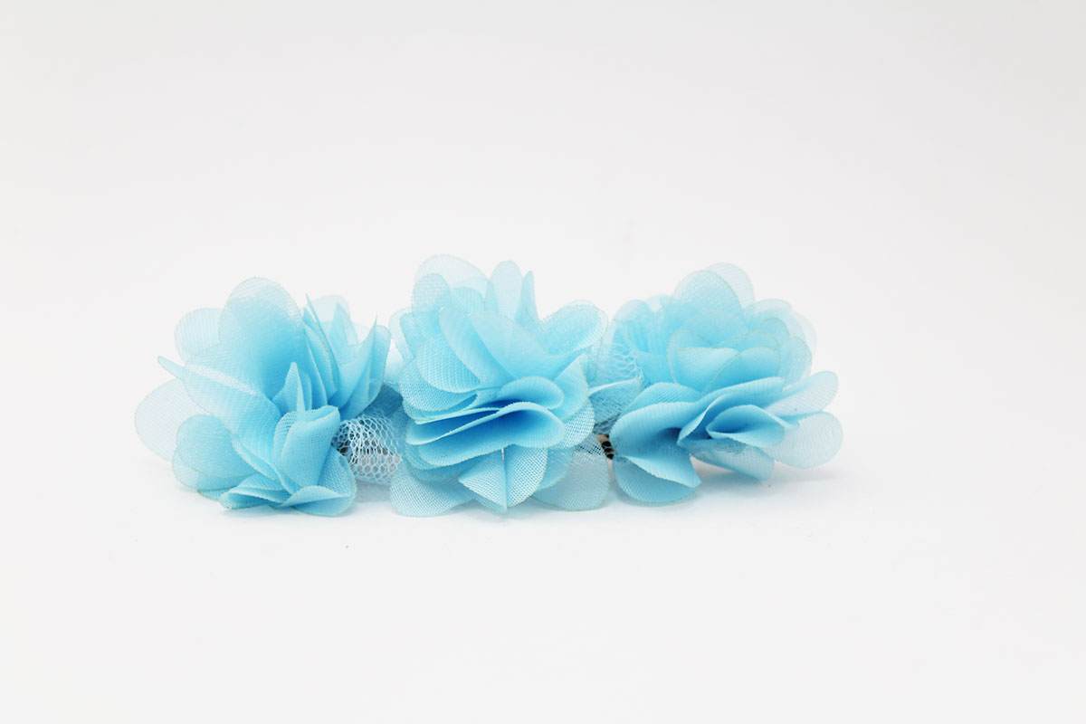 Pasador clip flores azul niña