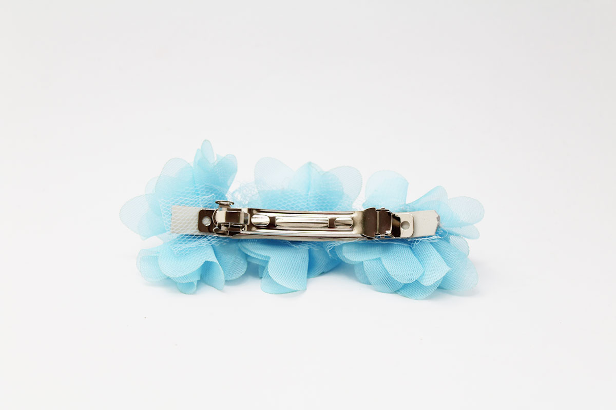 Pasador clip flores azul niña - Imagen 6