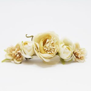 Pasador pelo comunión flores beige niña