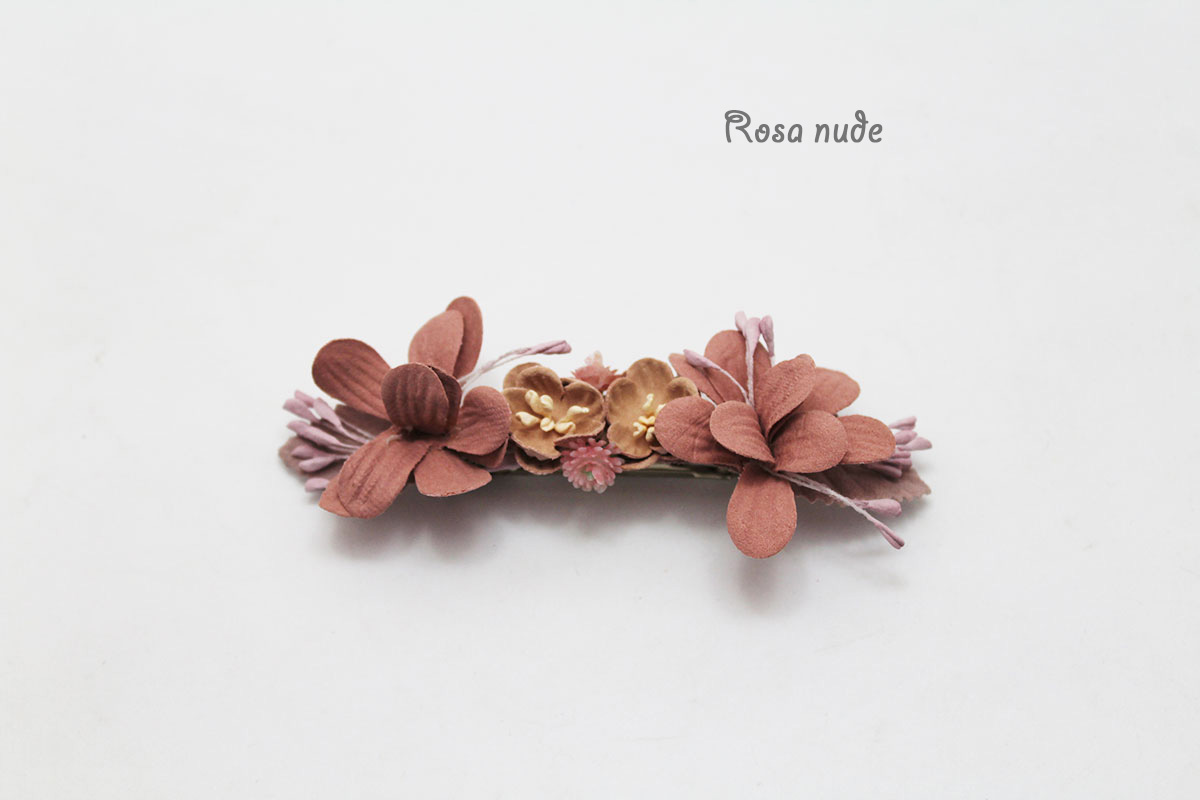 Pasador dos flores hojas ramilletes niña - Imagen 7