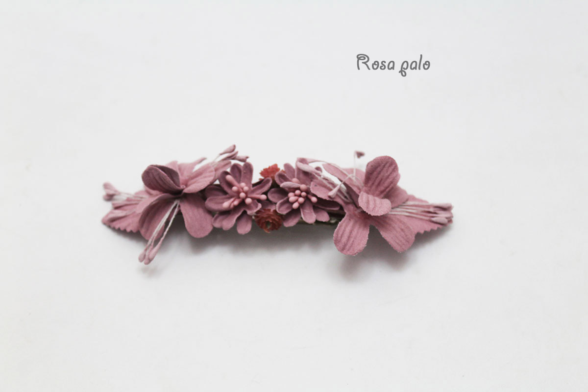 Pasador dos flores hojas ramilletes niña - Imagen 9