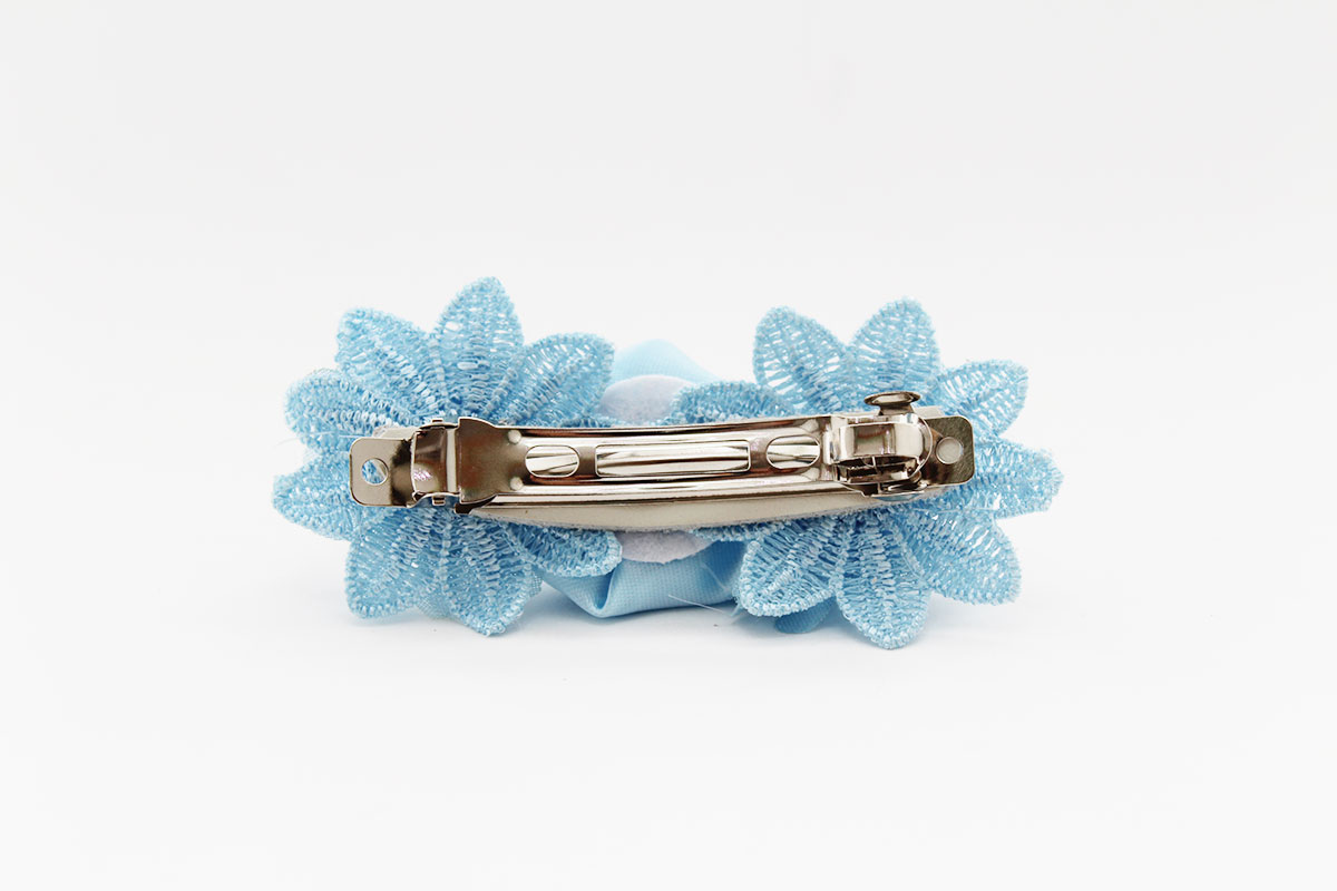 Pasador flores azul comunión niña - Imagen 6