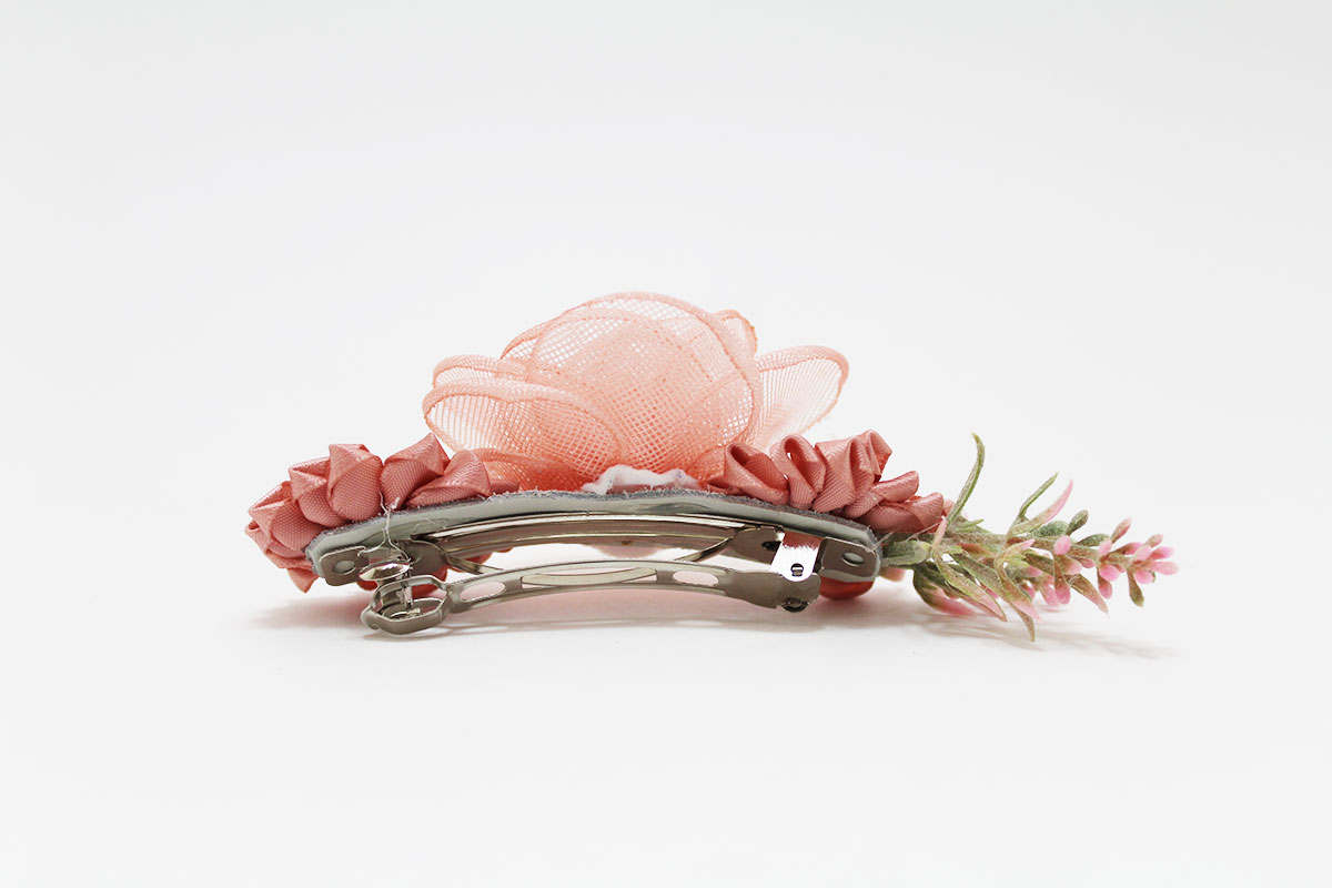 Pasador flor rosa ceremonia niña - Imagen 4