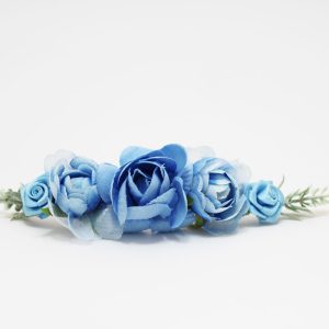 Pasador comunión flores azul niña