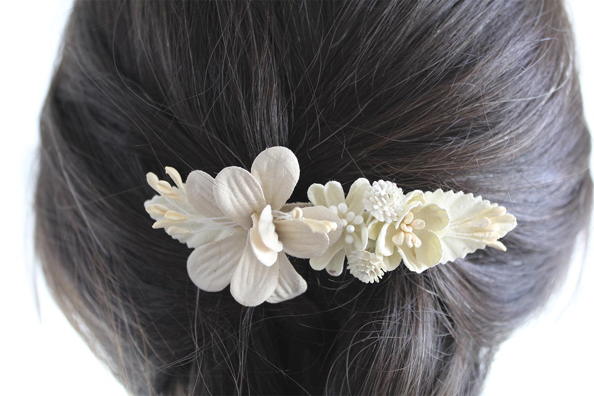 Pasador flores hojas ramilletes niña - Imagen 6