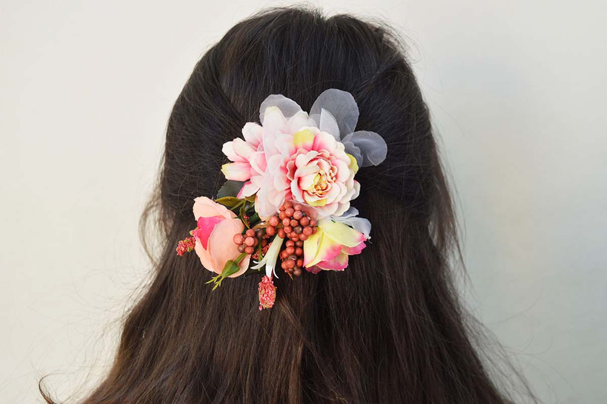 Broche/pasador flores varios tonos niñas