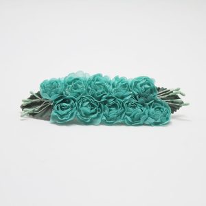 Pasador bordado flores tipo rosas color aguamarina niña