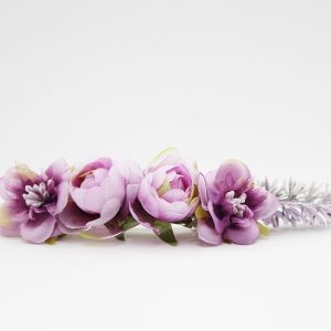 Pasador flores malva niña ceremonia