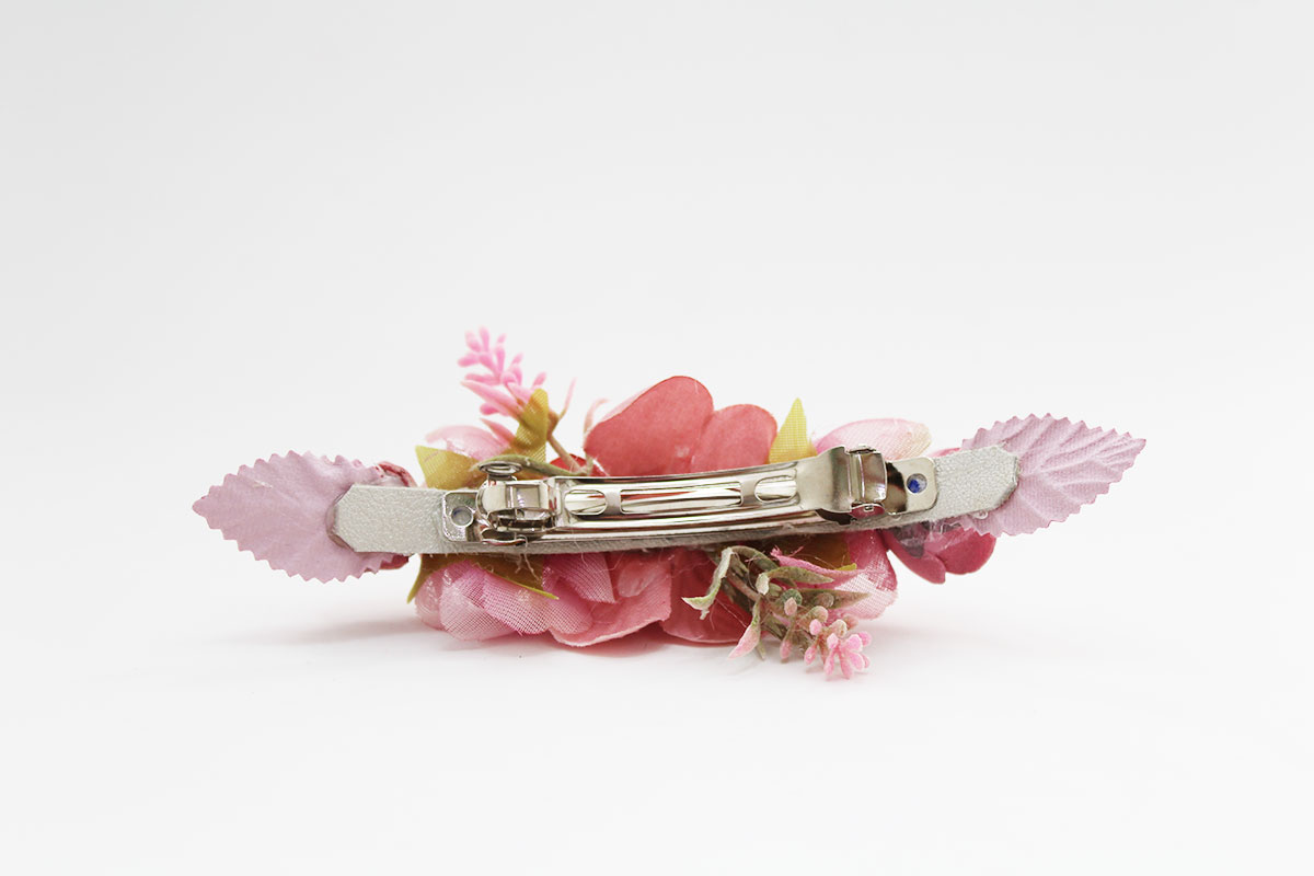 Pasador flores/hojas rosa comunion niña - Imagen 4