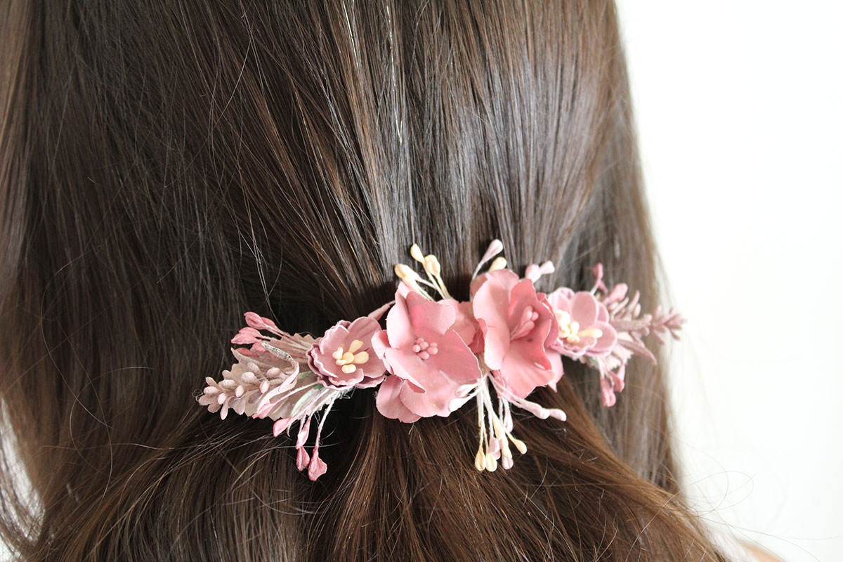Pasador flor hojas ramilletes niña - Imagen 7