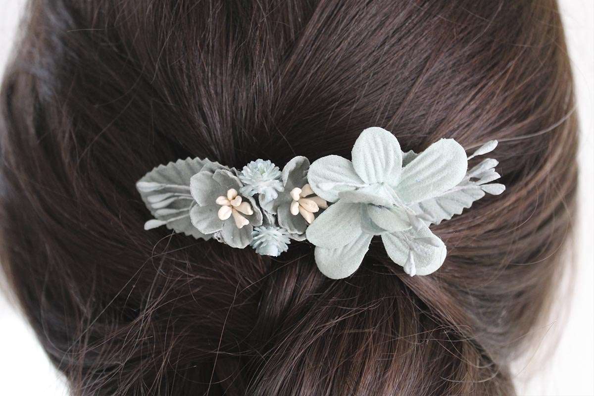 Pasador flores hojas ramilletes niña - Imagen 9