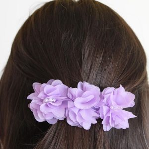 Pasador flores malva perla niñas