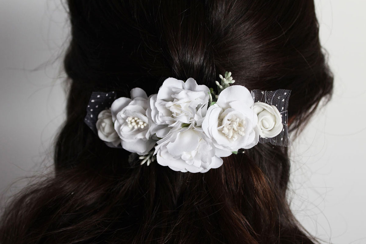 Pasador pelo blanco comunión niña - Imagen 5