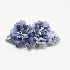 Pasador flores ceremonia azul empolvado y añil niña