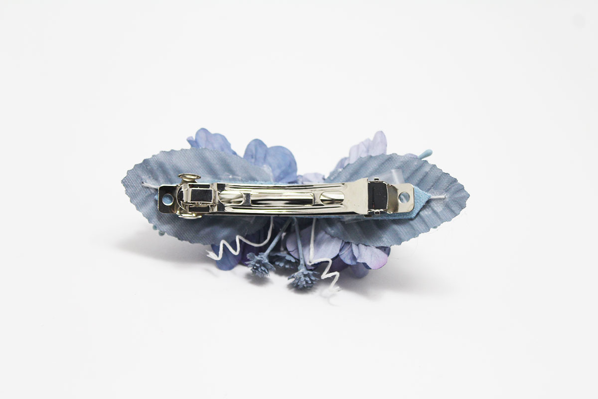 Pasador flores ceremonia azul empolvado y añil niña - Imagen 4