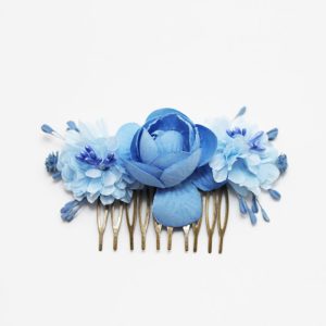 Peineta flores azul celeste niña