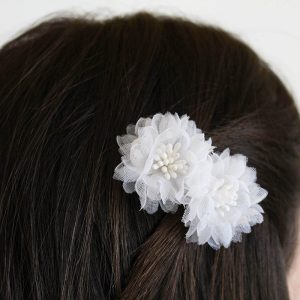 Pinzas pelo blanco niña comunión