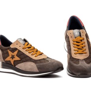 R83-7545 Calzado para caballero deportivo tipo casual en piel de color marrón ( hecho en España)