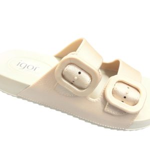 Sandalia mujer modelo S-10345 de Igor metalizada platino
