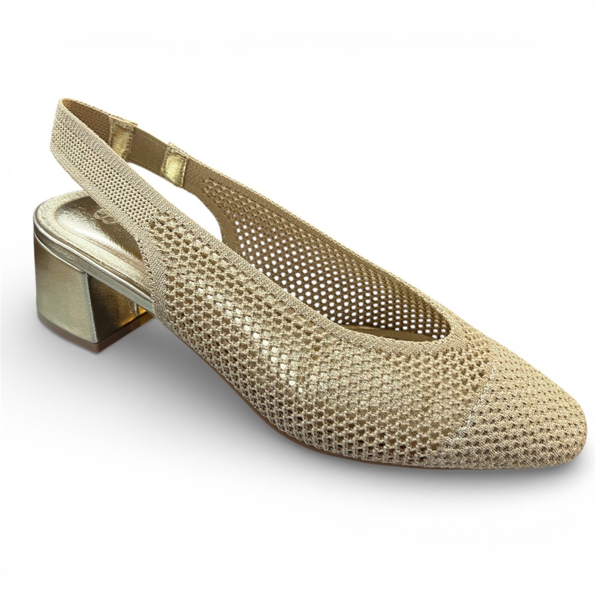 Salón destalonado oro perforado modelo S-3195 para mujer - Imagen 3