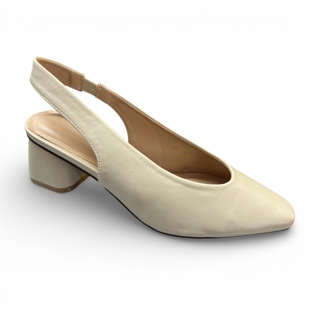 Salón de mujer modelo S-3221 tacón bajo beige destalonado - Imagen 2