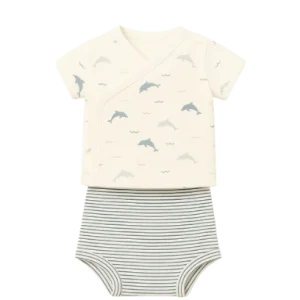 Conjunto Primera Puesta Manga Corta y Ranita Delfines- MORE THAN BABIES
