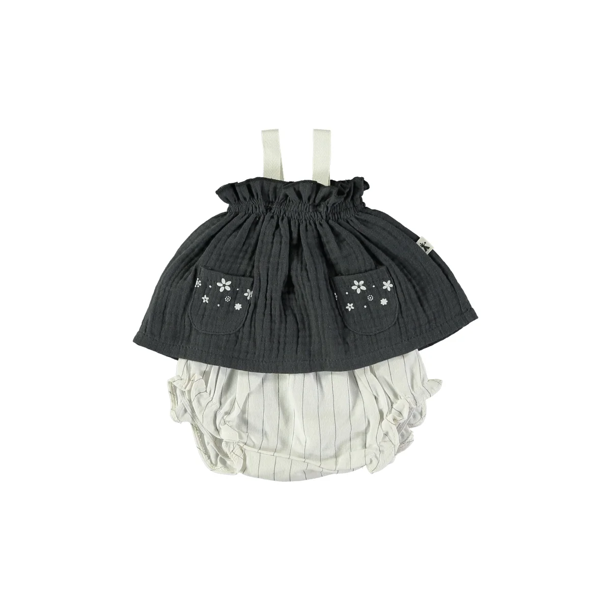 Vestido de tirantes negro con culotte a contraste - PETIT INDI - Imagen 2