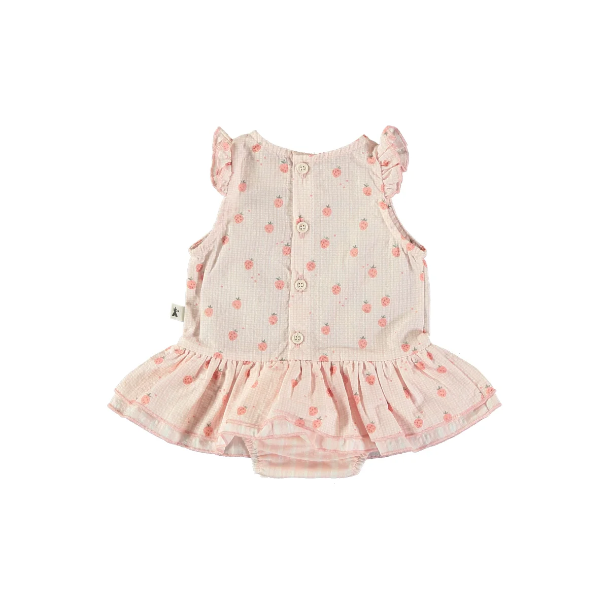 Vestido sin mangas con volante estampado de fresas - PETIT INDI - Imagen 3