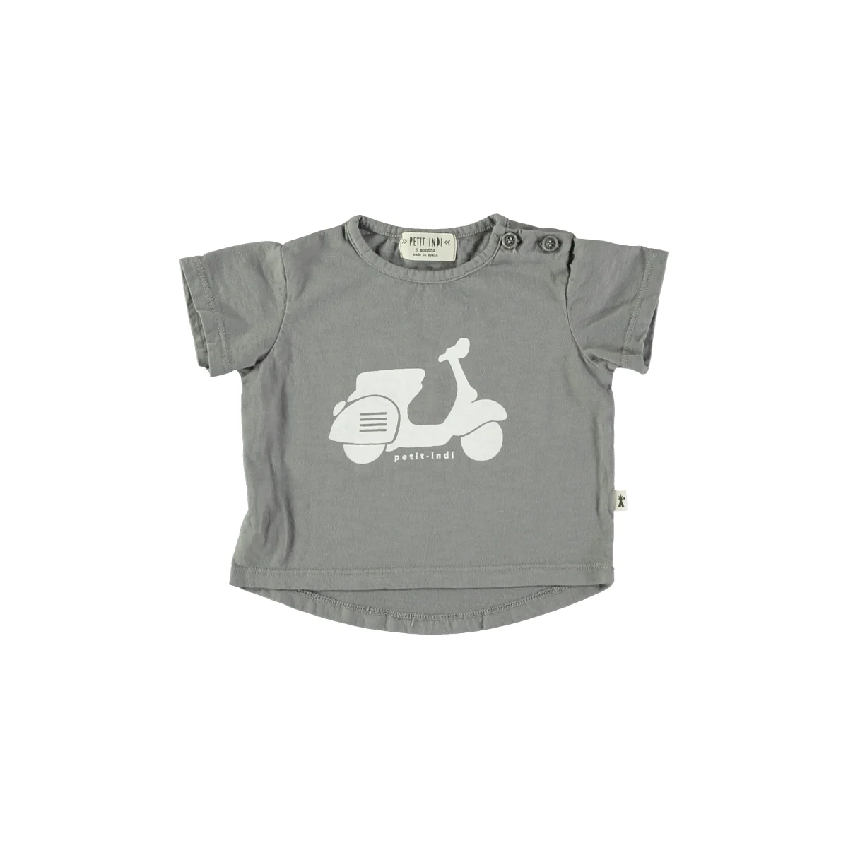 Camiseta gris con estampado moto- PETIT INDI