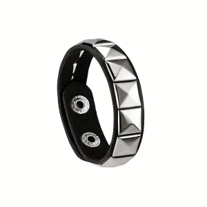 Pulsera ajustable de cuero sintético con remaches