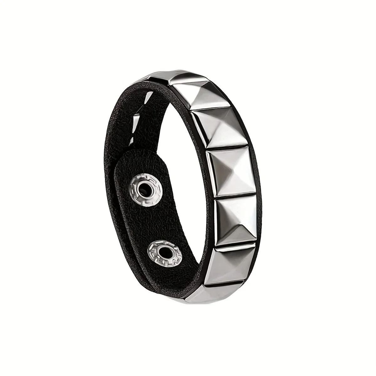 Pulsera ajustable de cuero sintético con remaches