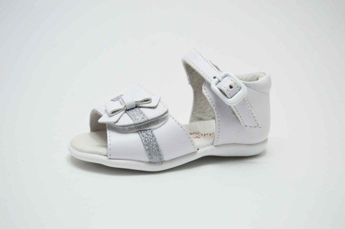 Sandalia blanca niña hebilla glitter plata - Imagen 3