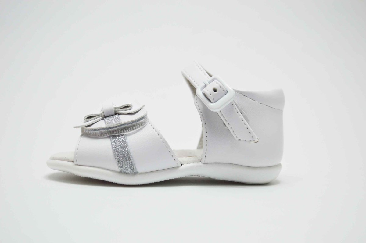 Sandalia blanca niña hebilla glitter plata - Imagen 4