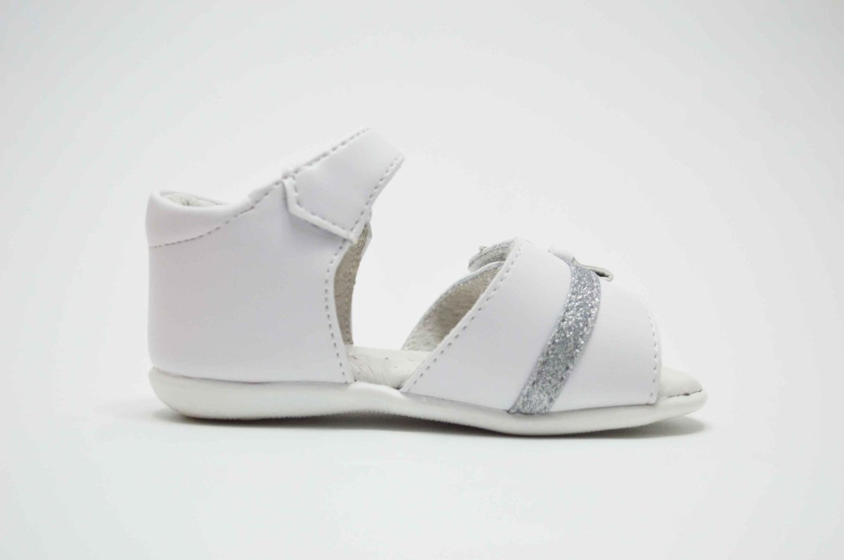 Sandalia blanca niña hebilla glitter plata - Imagen 5